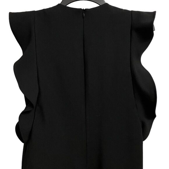 ZARA Women's Shift Midi Dress Size XS Black Ruffled Flutter Sleeves Fairy - Picture 8 of 13